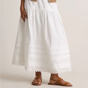 Quince White Maxi Skirt with Eyelet Hem